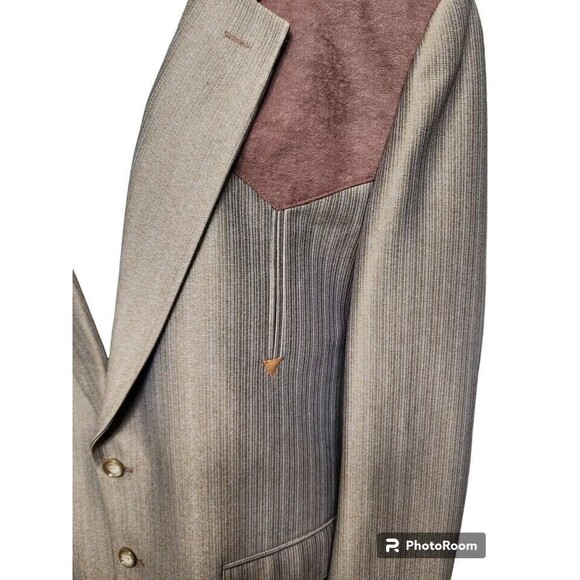 Silverado Western Dress Jacket Suede Yoke 46R Vintage Brown w/Bowtie - Picture 2 of 12
